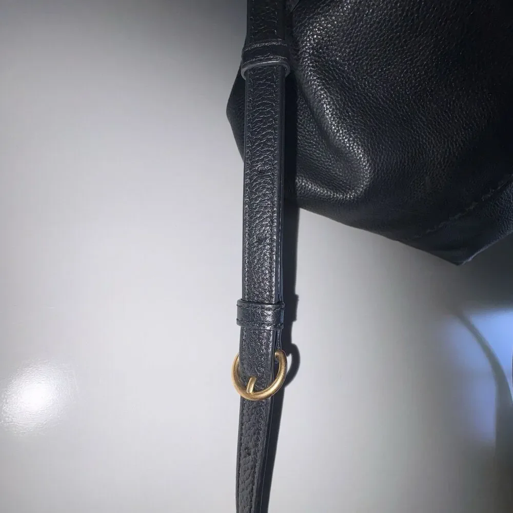 Tory Burch Black Pebbled Leather McGraw Top-Zip Satchel Crossbody Bag
